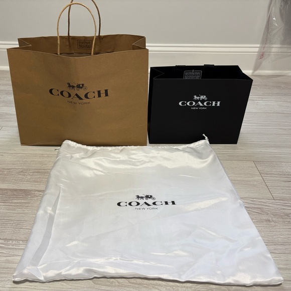 Coach Brown and Black Bag Set with White Dust Cover - Picture 2 of 3